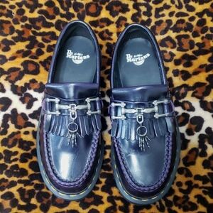 Dr. Martens Adrian Bone Snaffle Dark Purple Loafer Sz 5